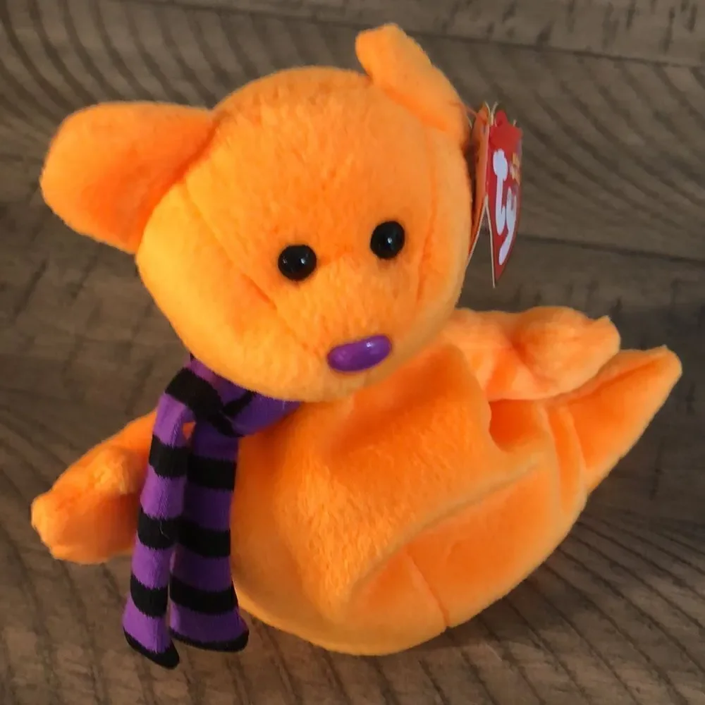 20th Anniversary Shivers 👻 the Ghost Pumpkin 🎃 orange 🍊 👻 Ty Beanies 2003